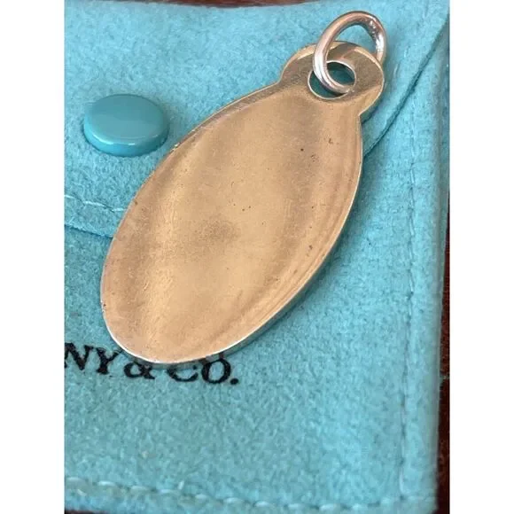 Tiffany & Co Please Return To Sterling Silver 925 Oval Tag Charm Pendant - Picture 4 of 8